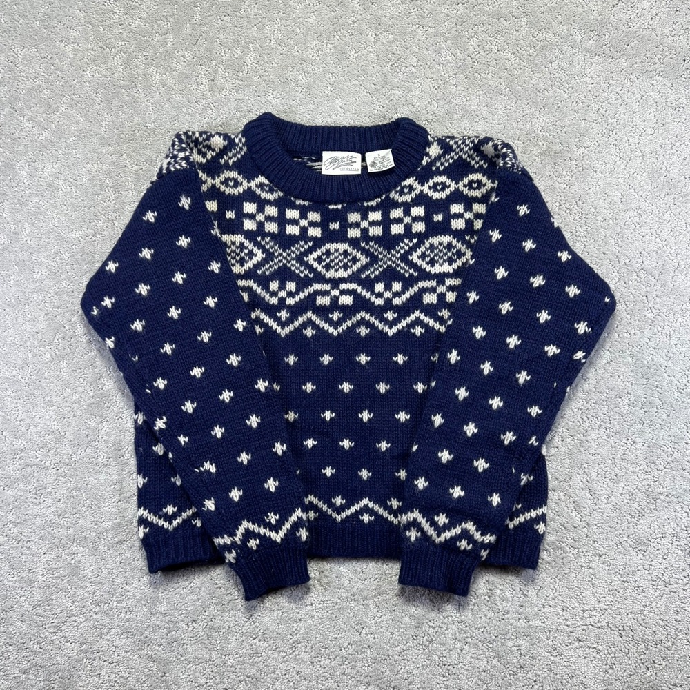 VINTAGE Brass Plum Nordstrom Sweater Womens Small Shetland Wool Fair Isle 90s